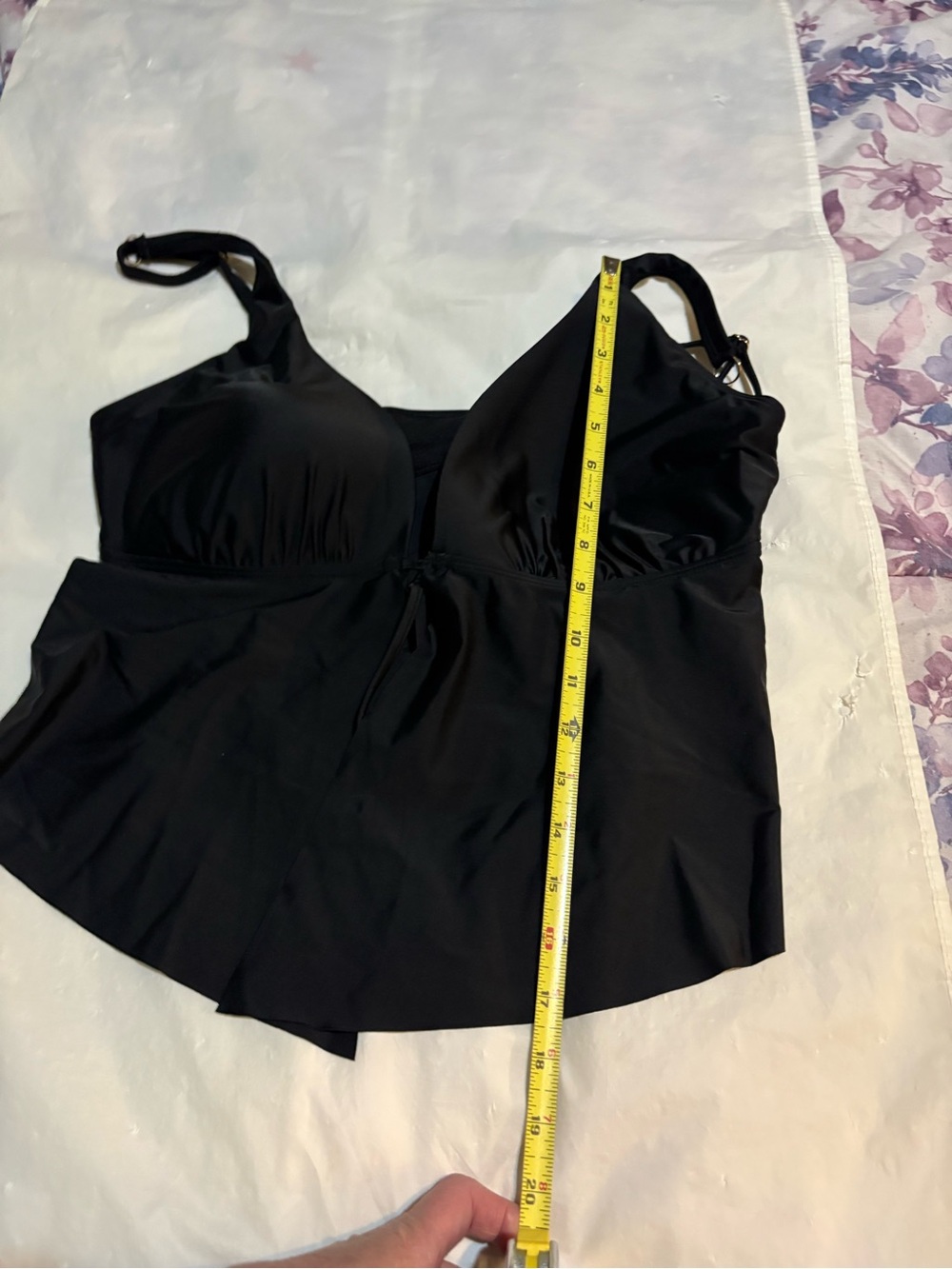 Bar III Black Swim Tankini Top with Tie Detail - Picture 9 of 16